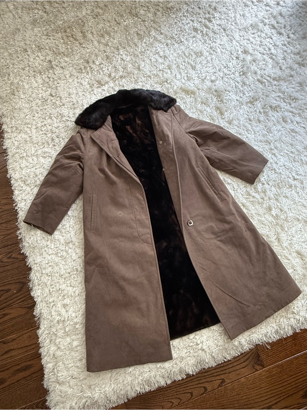 Women's Vintage Rabbit Fur Long Winter Coat